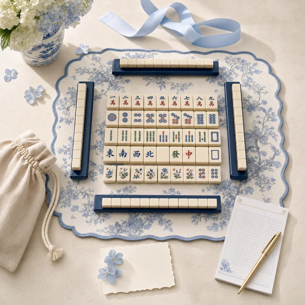 Weekend Maison collection in blue and ivory
